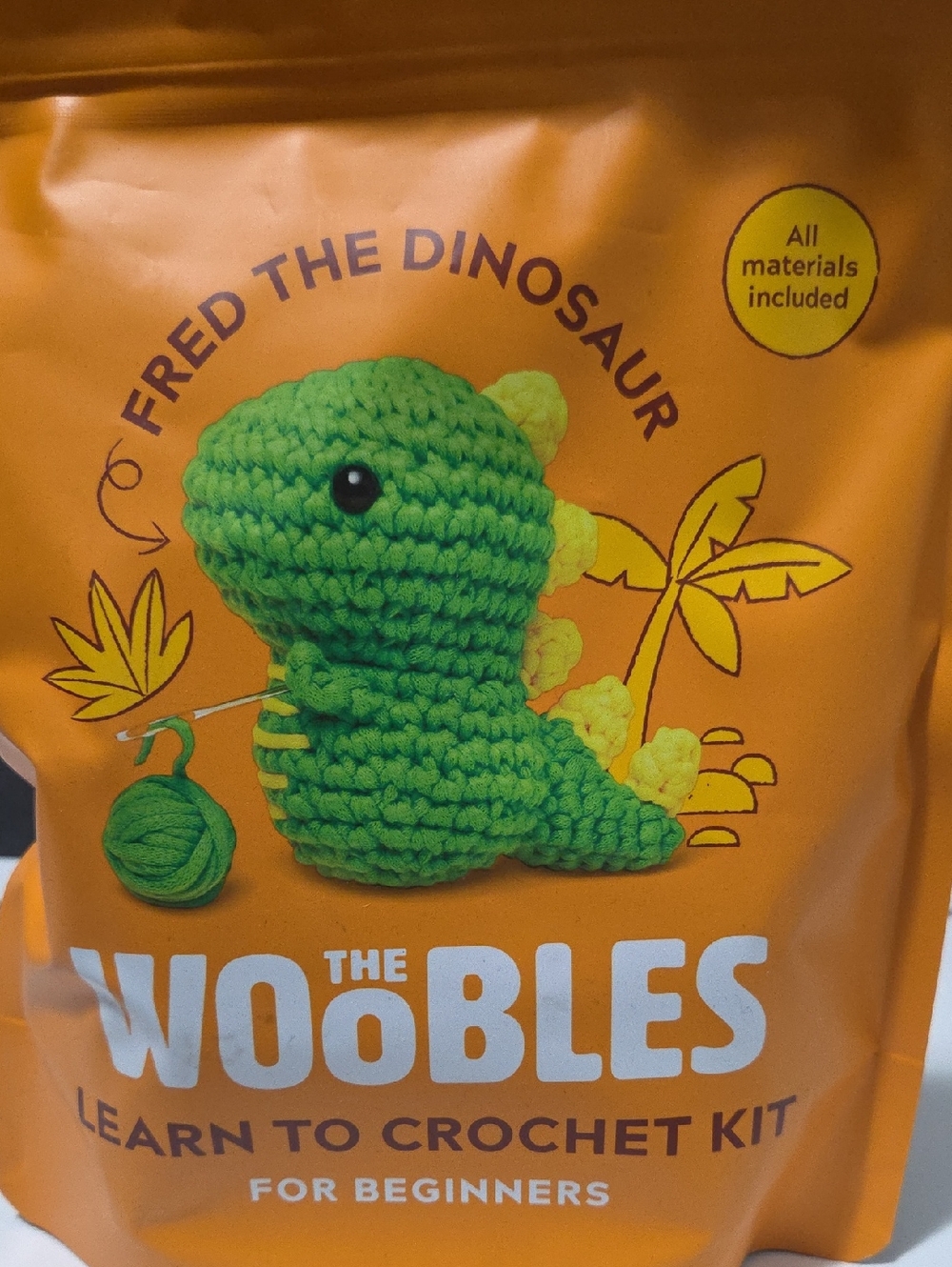 The Woobles "Fred the Dinosaur" Crochet Kit - Green
